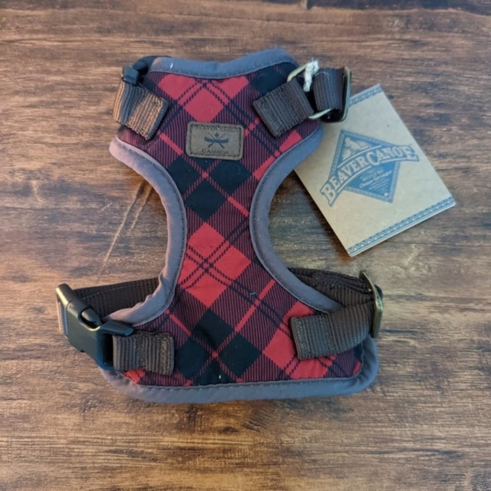 NWT Beaver Canoe Red Plaid Dog Harness- Size X-Small